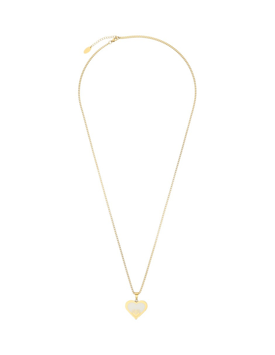 Collar NUVI Medallon Corazon Esmalte Beige.