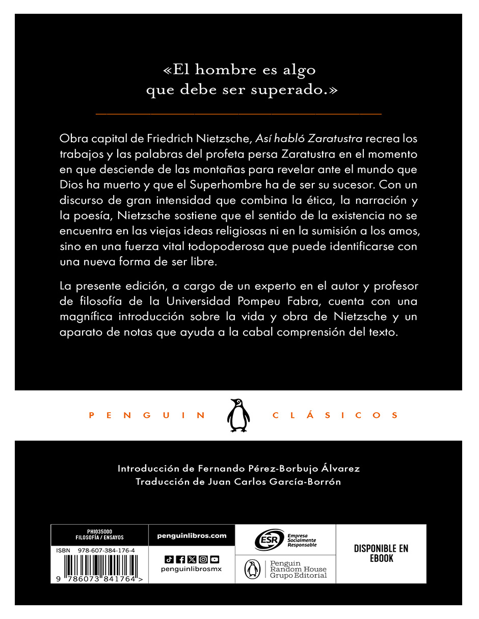 Libro Así habló Zaratustra Autor Edición de Fernando Pérez-Borbujo Álvarez.