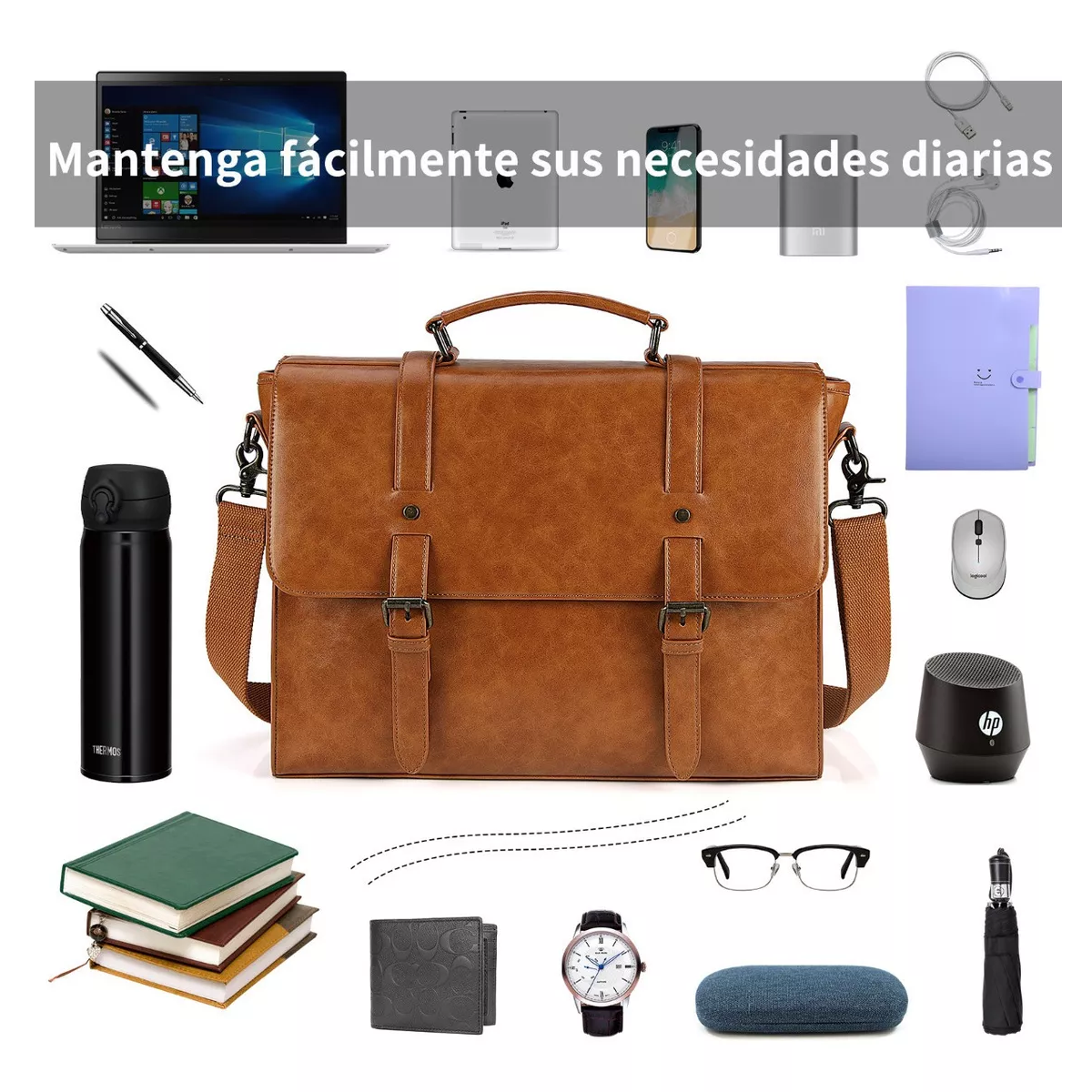 Maletín Para Laptop De Cuero De 15.6 In Para Hombre
