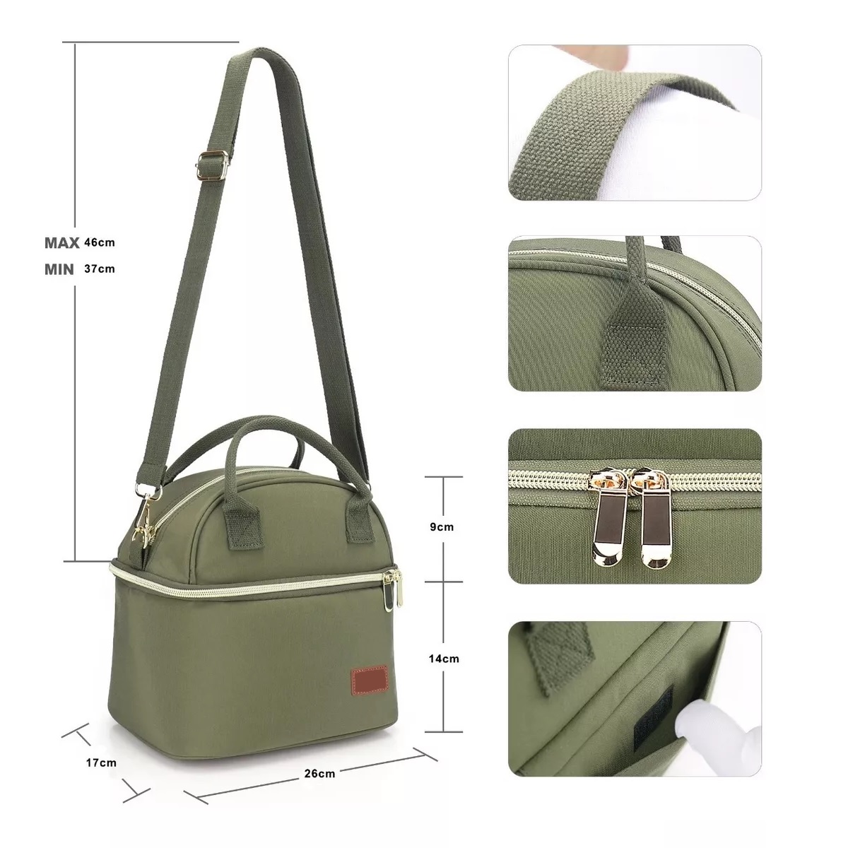 Loncher Termica De Doble Capa Verde Olivo