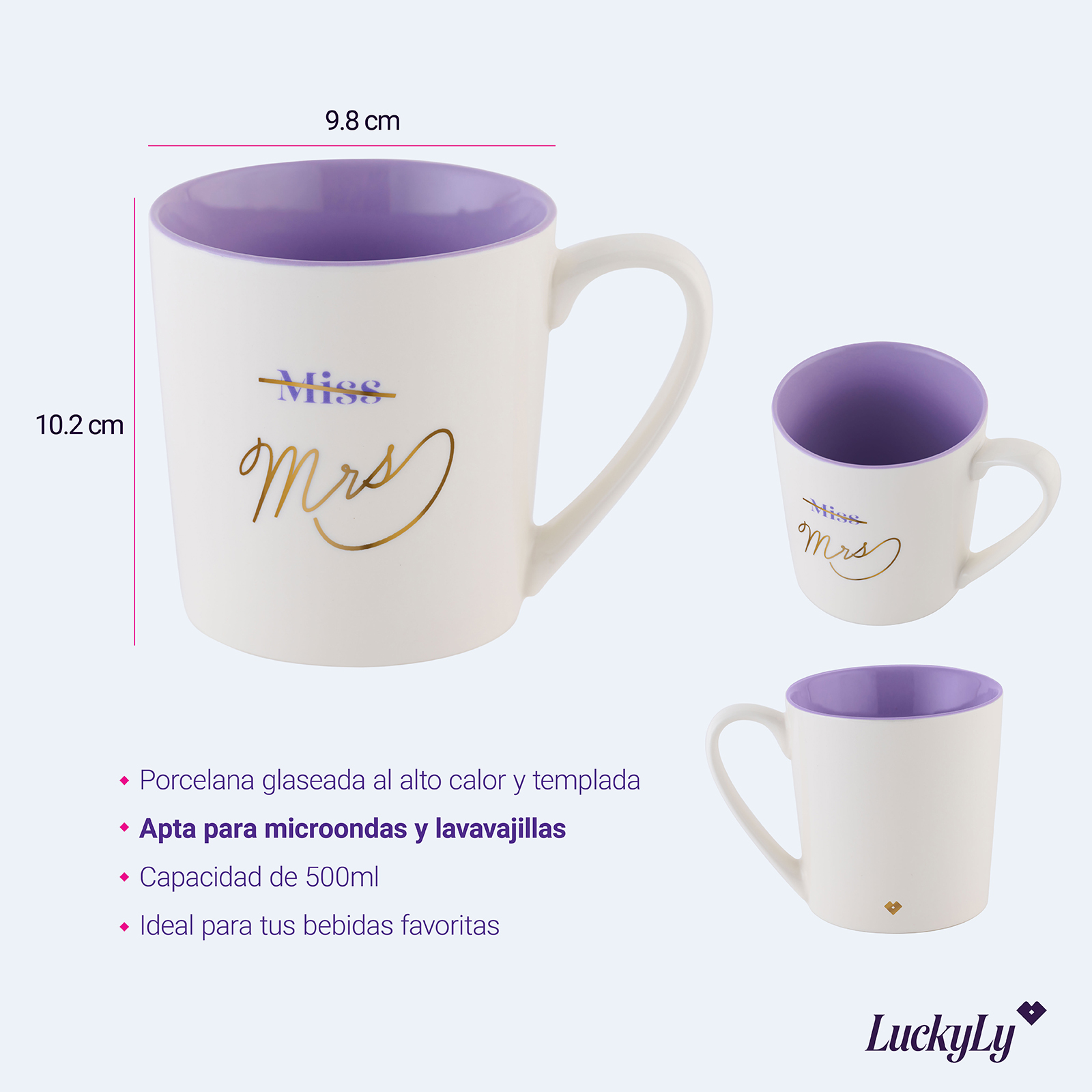 LuckyLy Tazas para Café con Frases Divertidas de 500ml, Grandes y Originales, Taza Térmica - Modelo Nira, Miss
