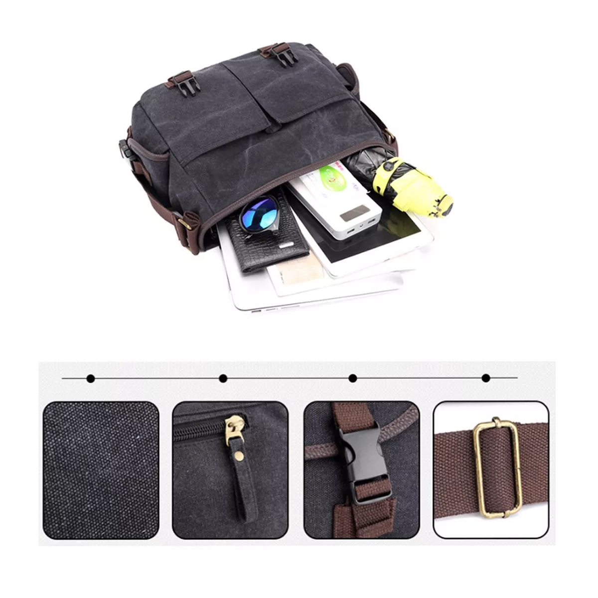 Bolso Hombre Lona Vintage Hombro Bandolera Viaje Casual.