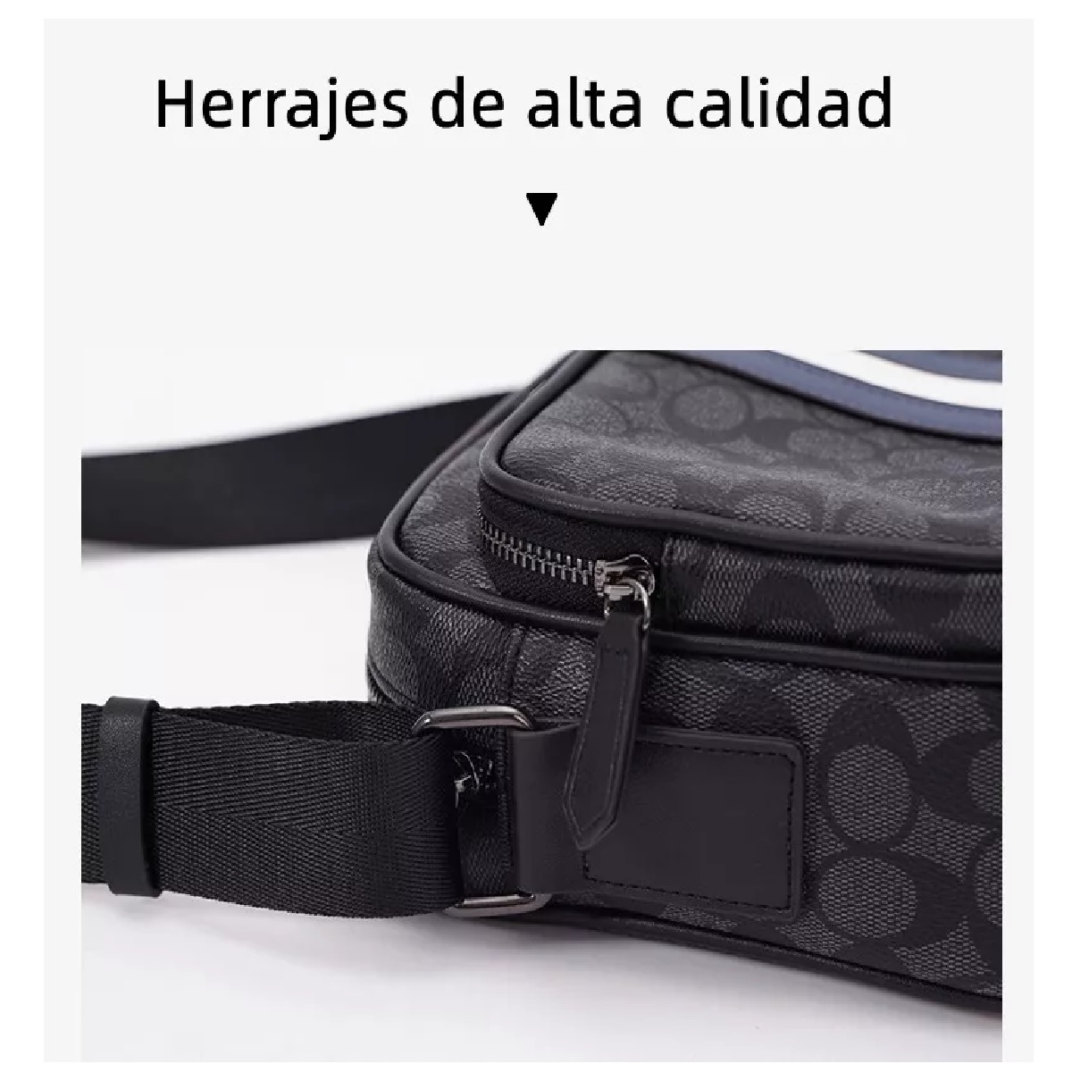 Bandolera De Cuero Hombre Crossbody Ralla Blanca y Azul