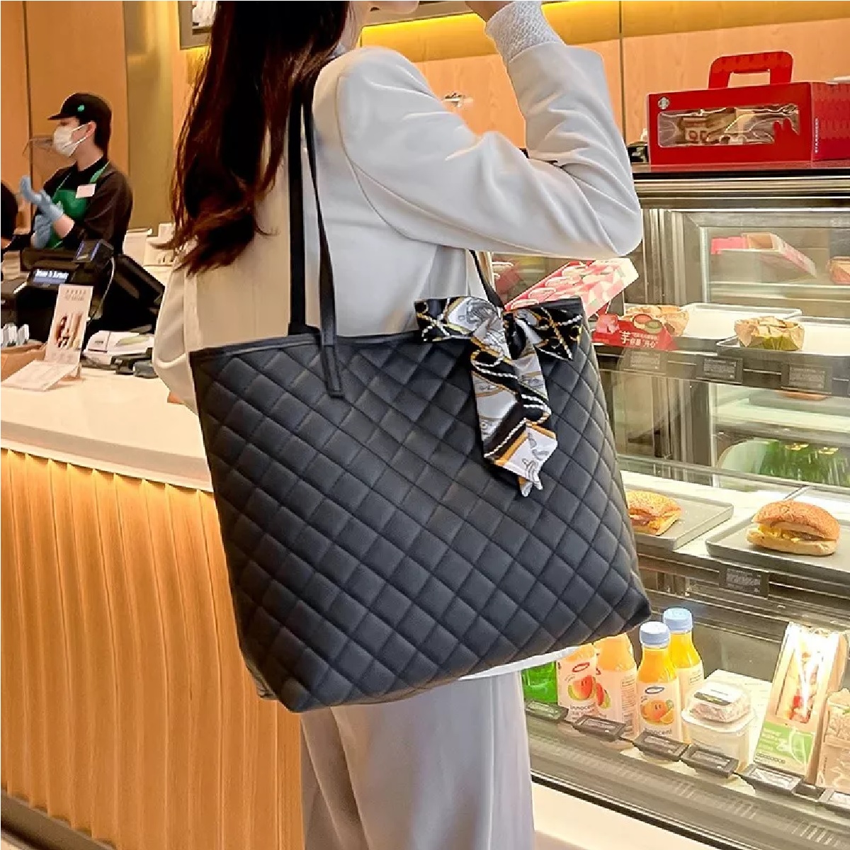 Bolso De Mano Tote Gran Capacidad Negra 