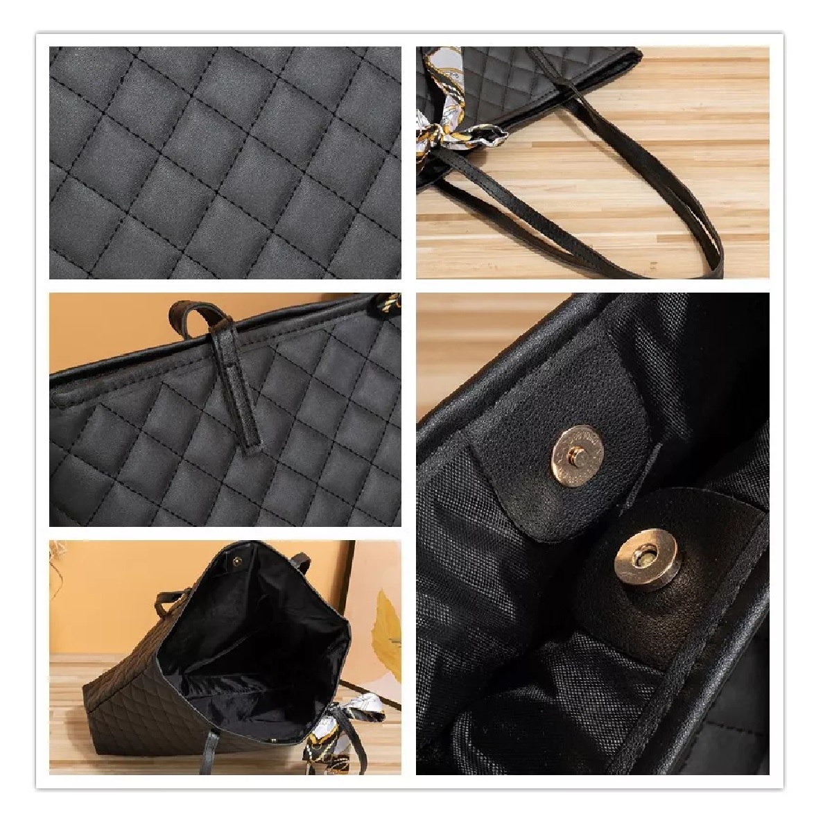 Bolso De Mano Tote Gran Capacidad Negra 