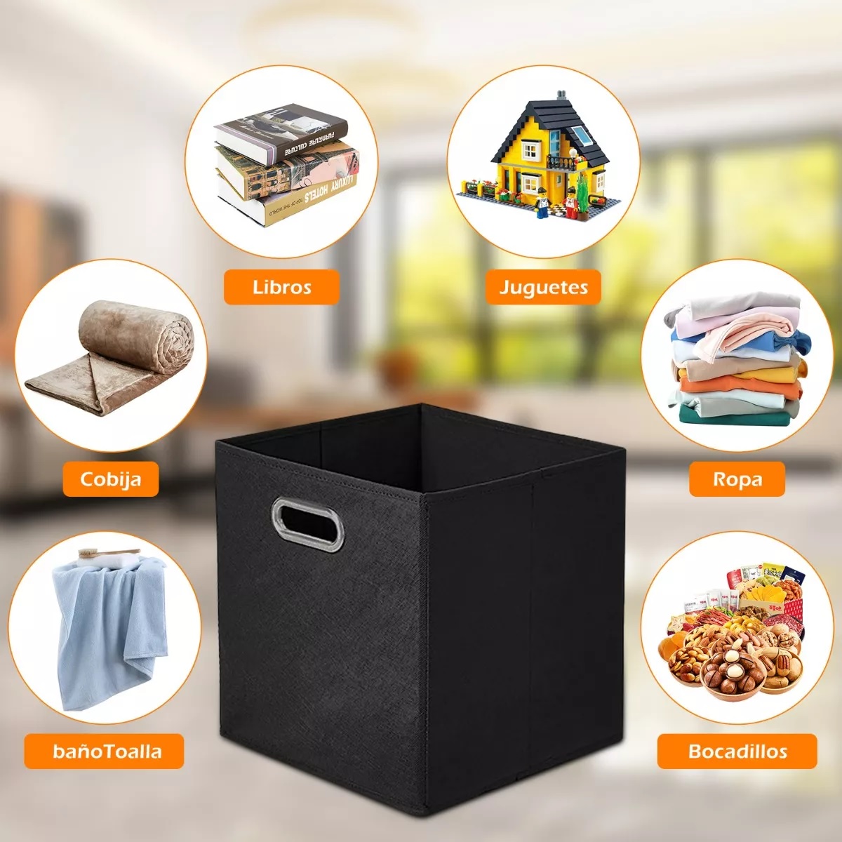 Set 4 Cajas Organizadoras De Tela Plegables Hogar Almacenamiento