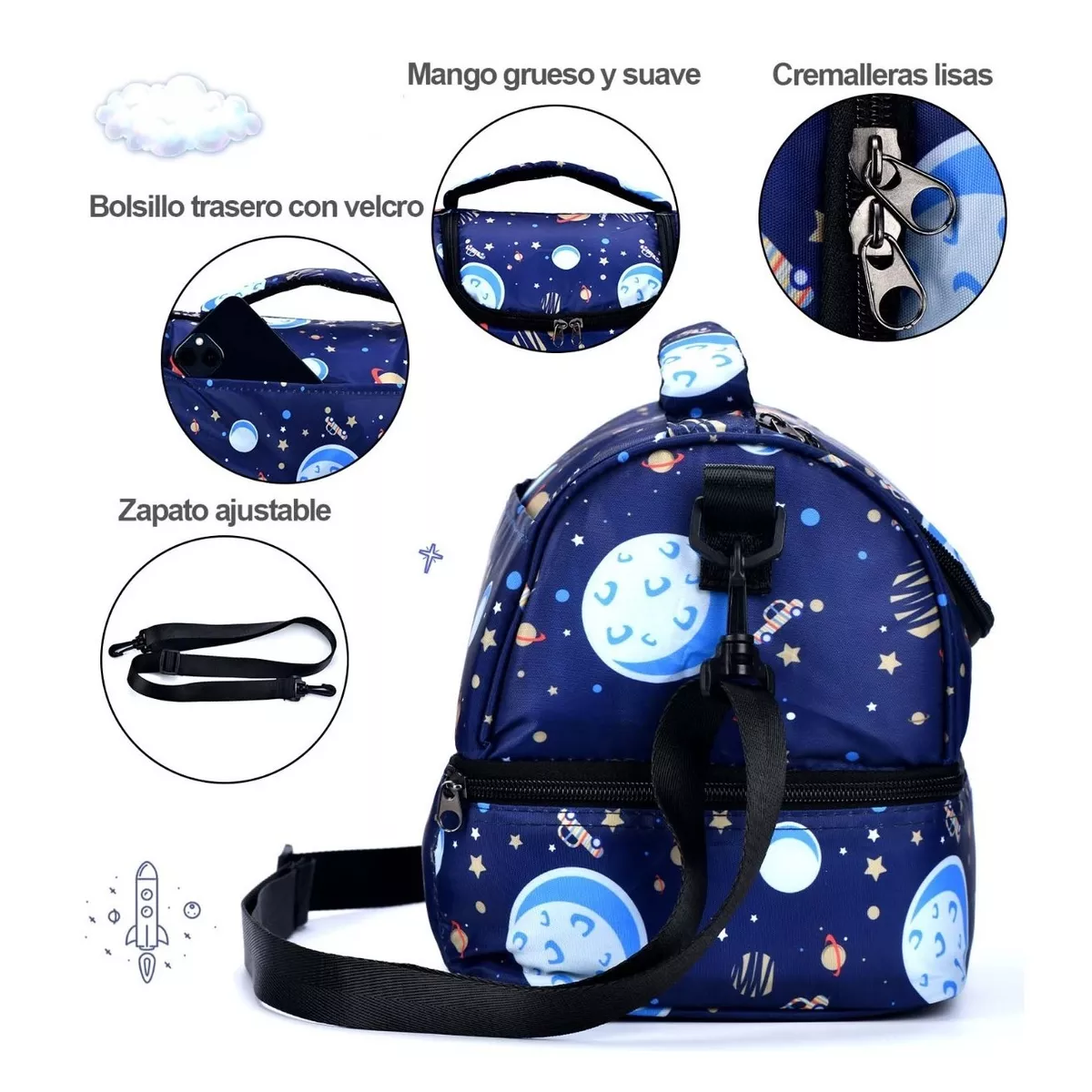 Lonchera Térmica Doble Bolsa De Almuerzo Hombro Para Niños.