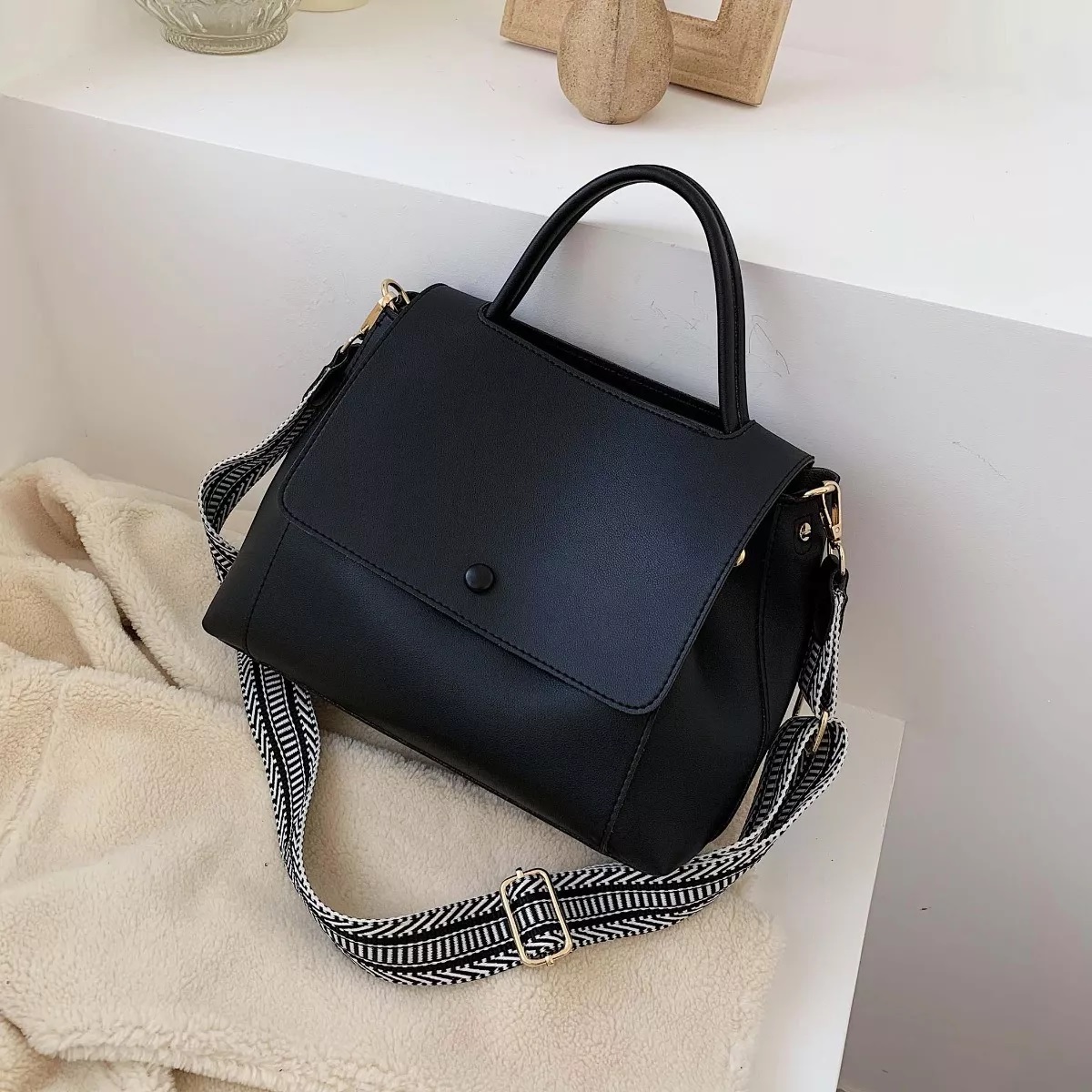 Bolso Bandolera Piel Para Mujer Negro