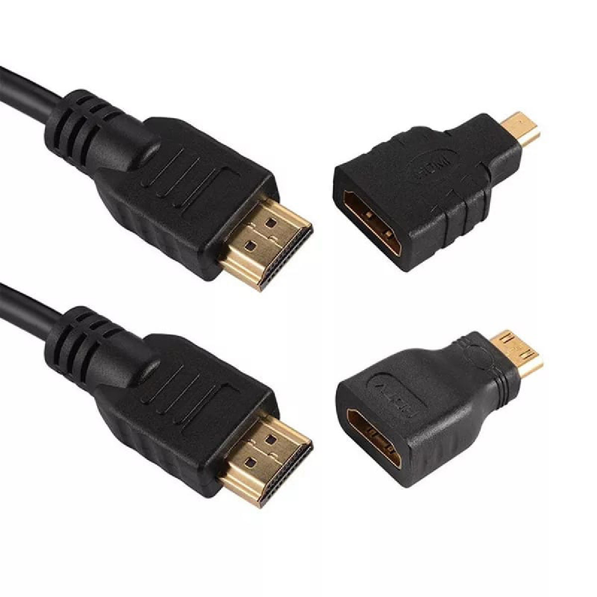 Cable 3 en 1 HDMI 1.5 m y Adaptadores Mini Micro HDMI.