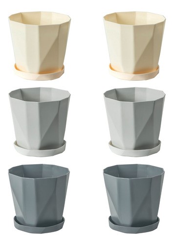 "6 Pcs Macetas De Plastico Pequeñas Con Separador De Agua Gris "