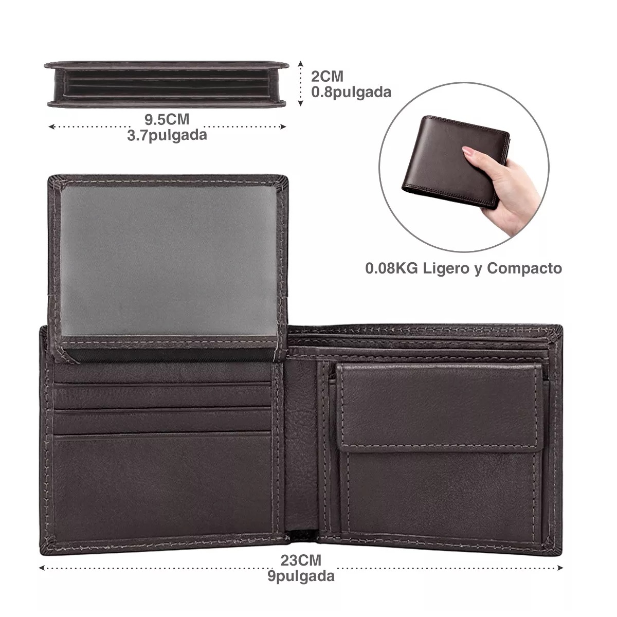 Carteras Para Hombre Billetera Genuina Marron Oscuro