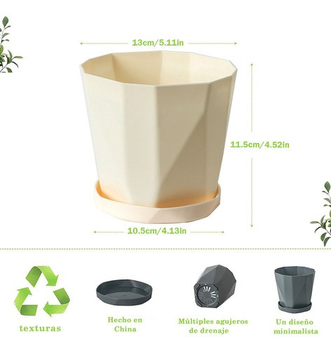 "6 Pcs Macetas De Plastico Pequeñas Con Separador De Agua Gris "