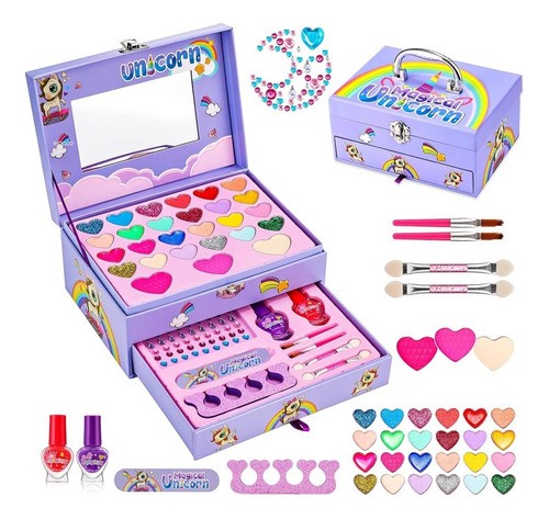 "Maquillaje De Juguete Para Niñas Lavable Real De Belleza Lila ".