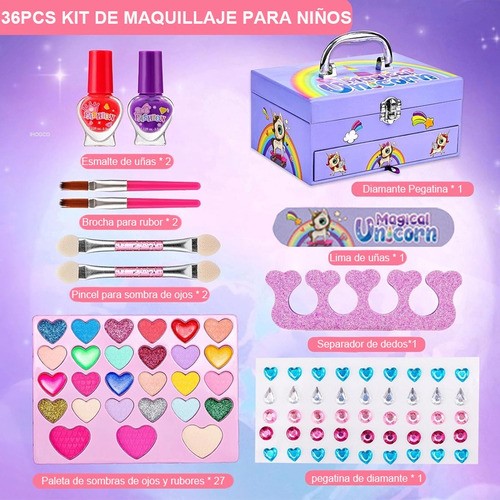 "Maquillaje De Juguete Para Niñas Lavable Real De Belleza Lila ".