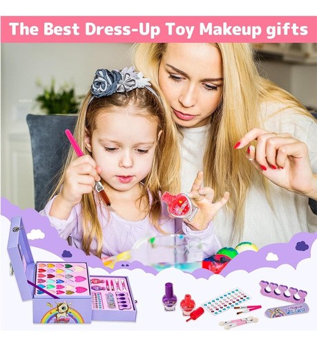 "Maquillaje De Juguete Para Niñas Lavable Real De Belleza Lila ".