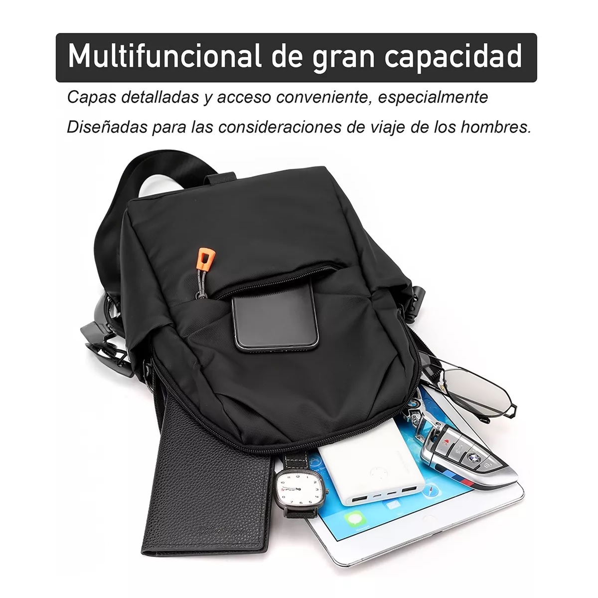 Pechera Mochila Bandolera De Viaje Negro