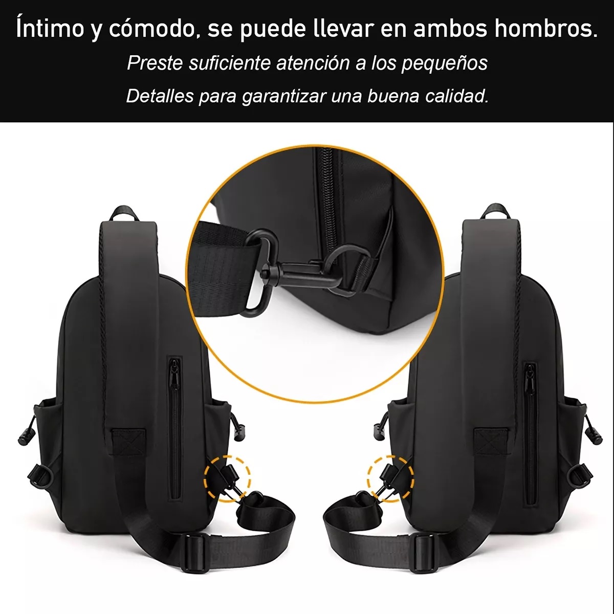 Pechera Mochila Bandolera De Viaje Negro