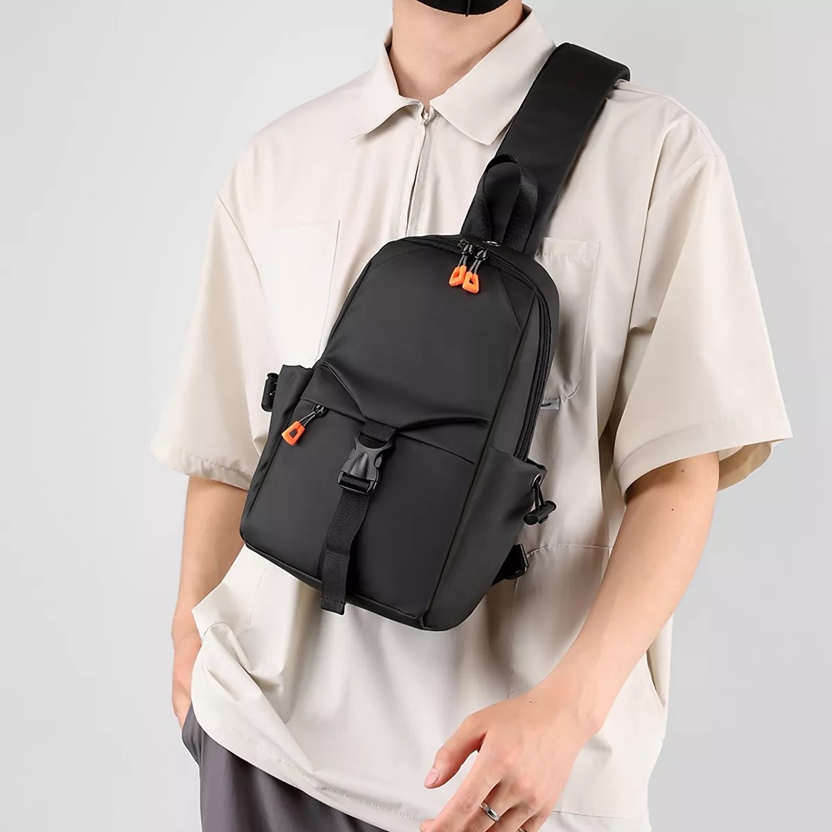 Pechera Mochila Bandolera De Viaje Negro
