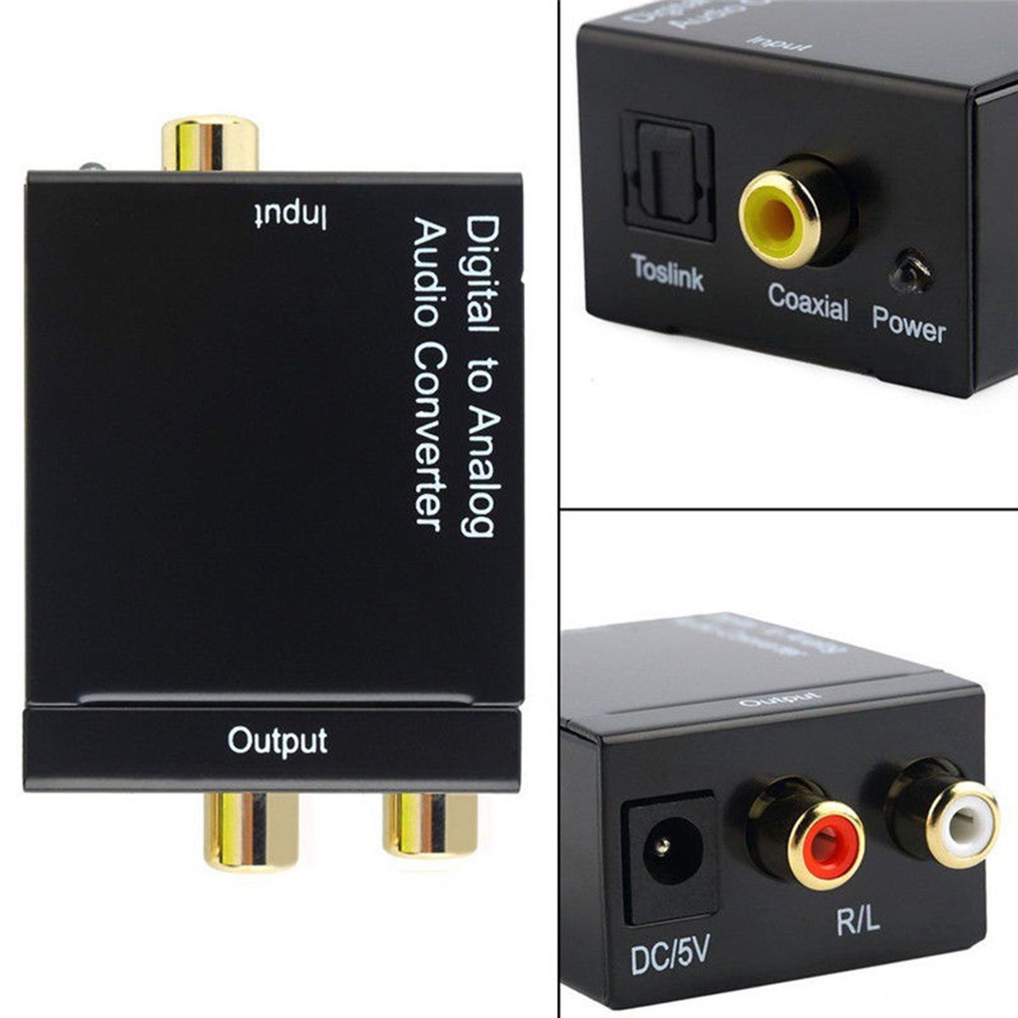 Convertidor Audio Digital Coaxial u Óptico a Analógico RCA.