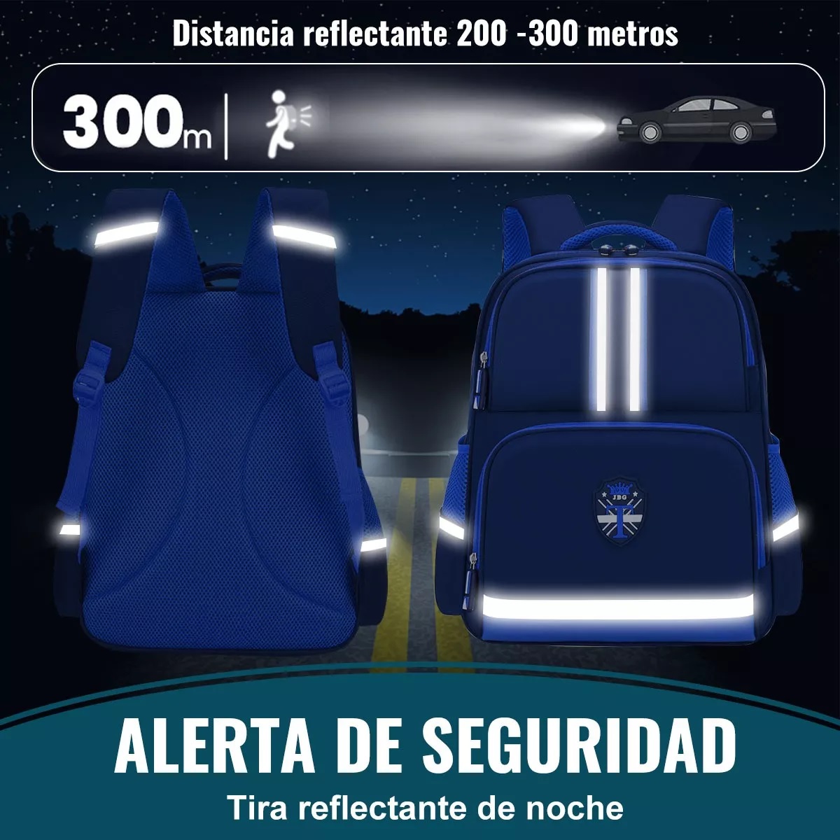 Mochila De Escolar Primaria Impermeable Azul