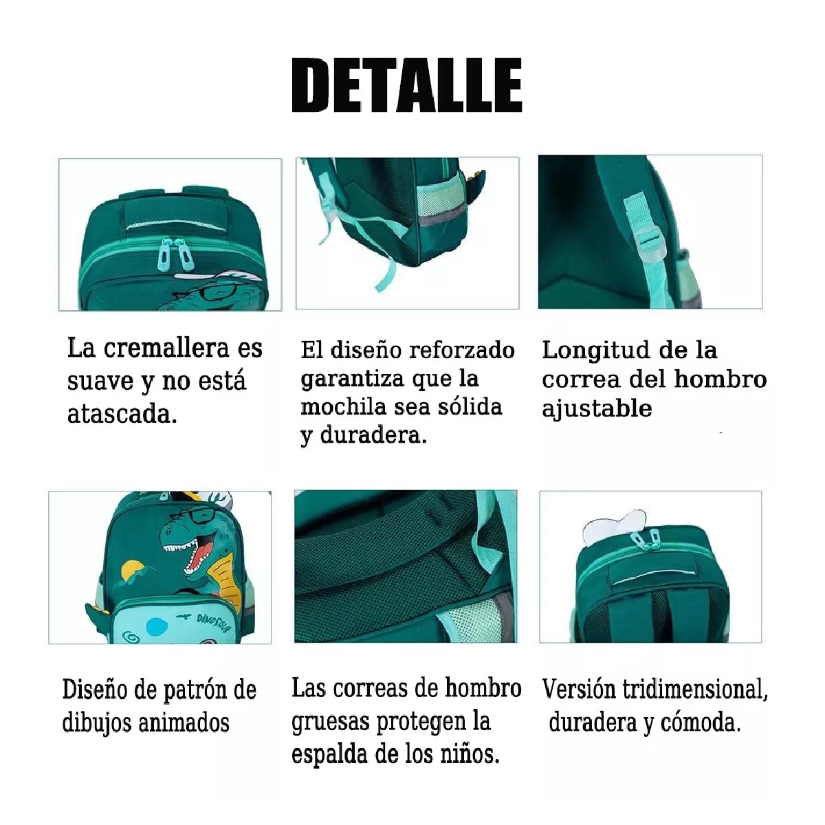 Mochilas Escolar Primaria Bolsa Dinosaurio Verde