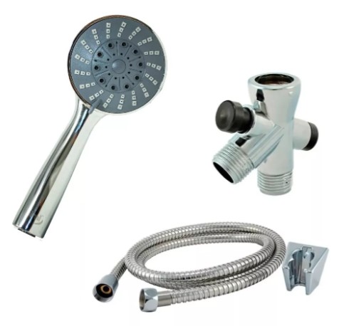 Kit Regadera De Telefono Cromada + Manguera 2mts Ducha Baño Acabado Cromado Color Plateado T