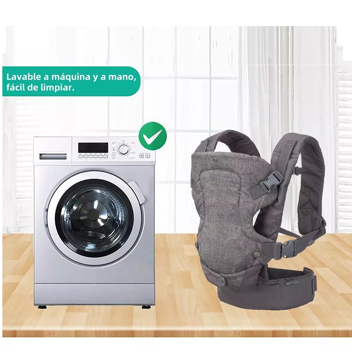 Mochila Cangurera Para Bebé Ergonómica, 4 Formas De Porteo Gris