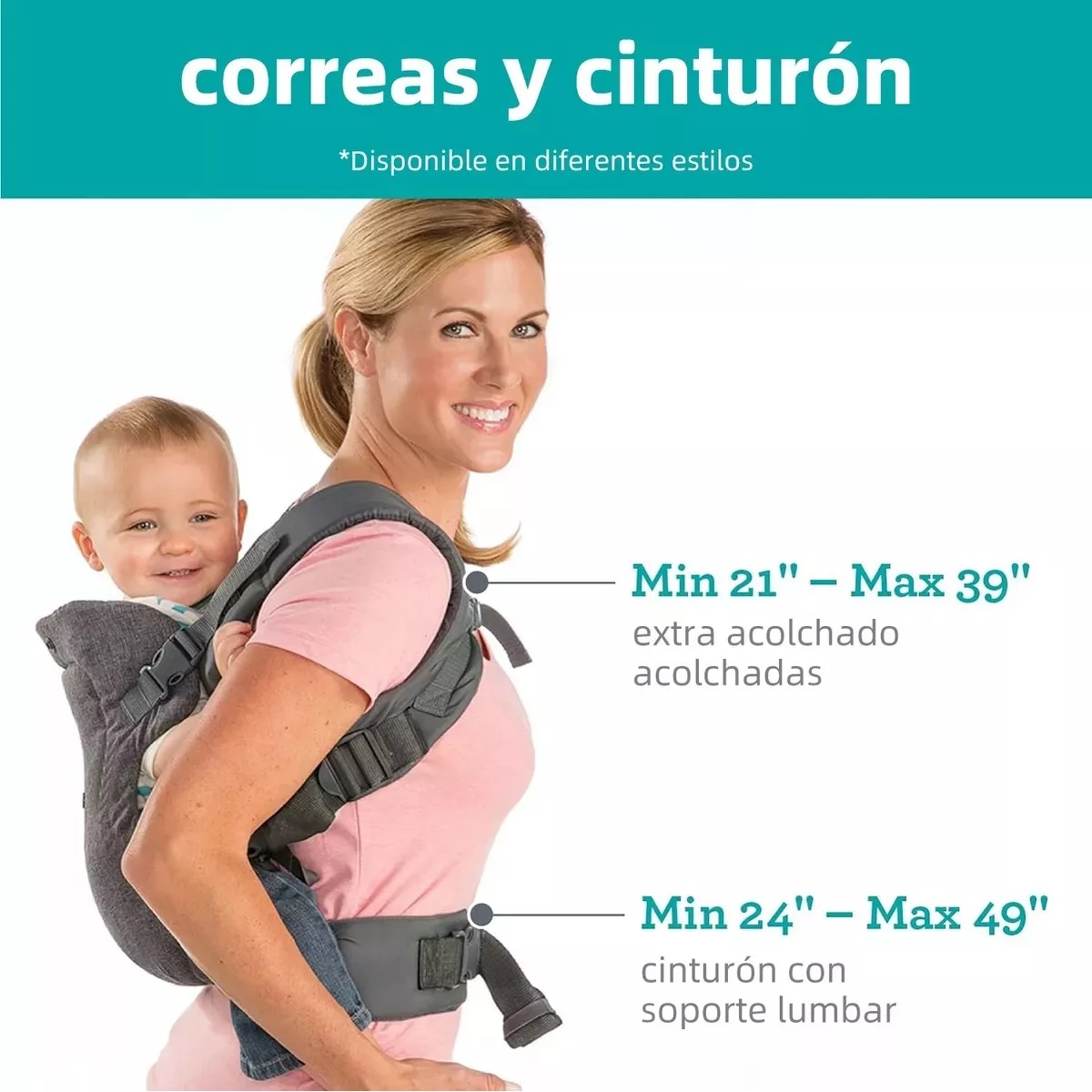 Mochila Cangurera Para Bebé Ergonómica, 4 Formas De Porteo Gris