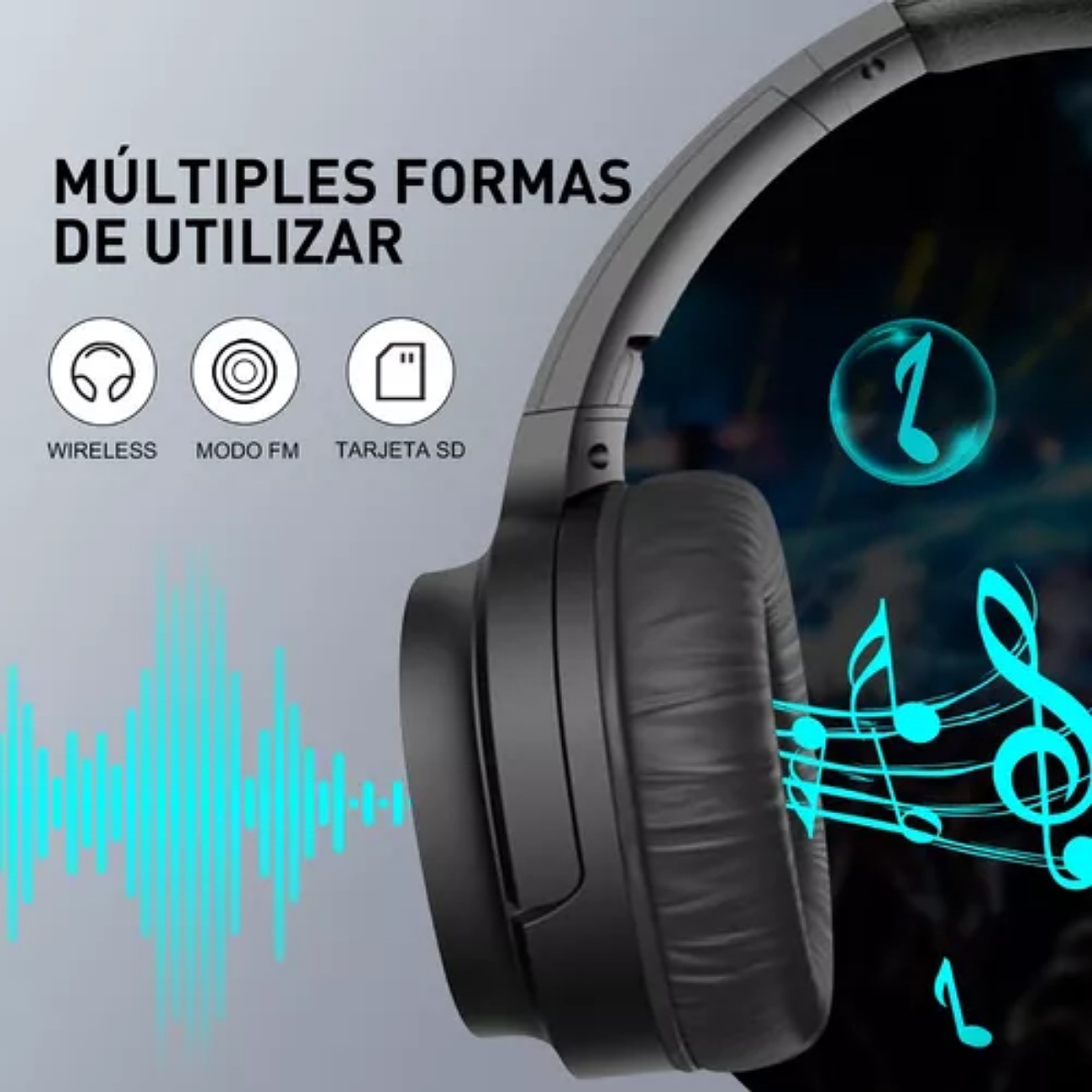 Audífonos Gamer Inalámbricos Diadema Con Mic Cable Aux Bt5.3