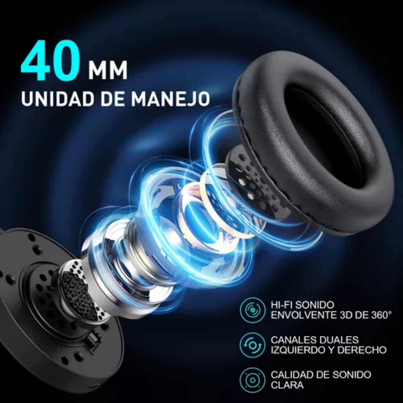 Audífonos Gamer Inalámbricos Diadema Con Mic Cable Aux Bt5.3
