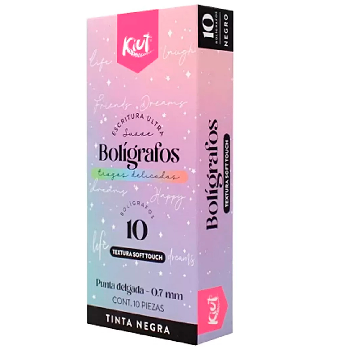 Kiut Caja 10 Boligrafos Trazo Suave Delicados Soft Escolares.