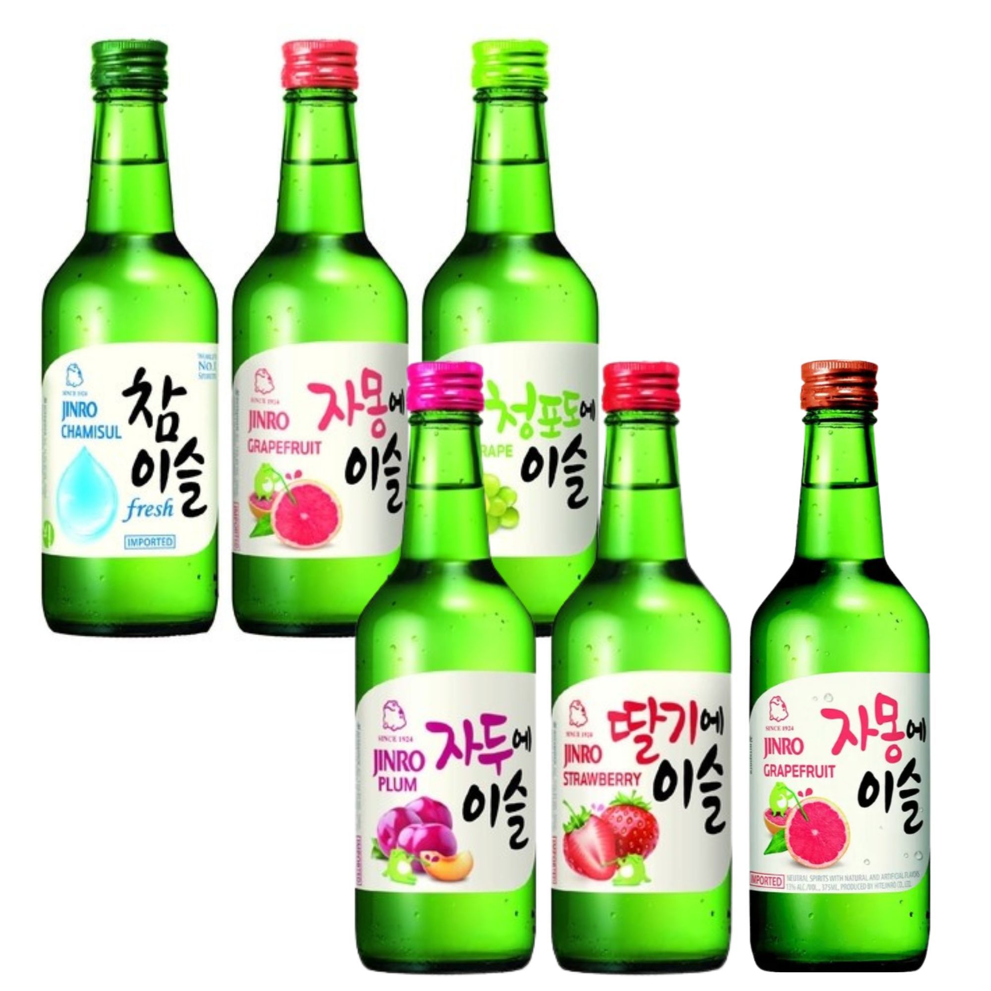 Bebida Coreana Licor Jinro Soju Chamiseul Sabor Surtidos 6 Botellas