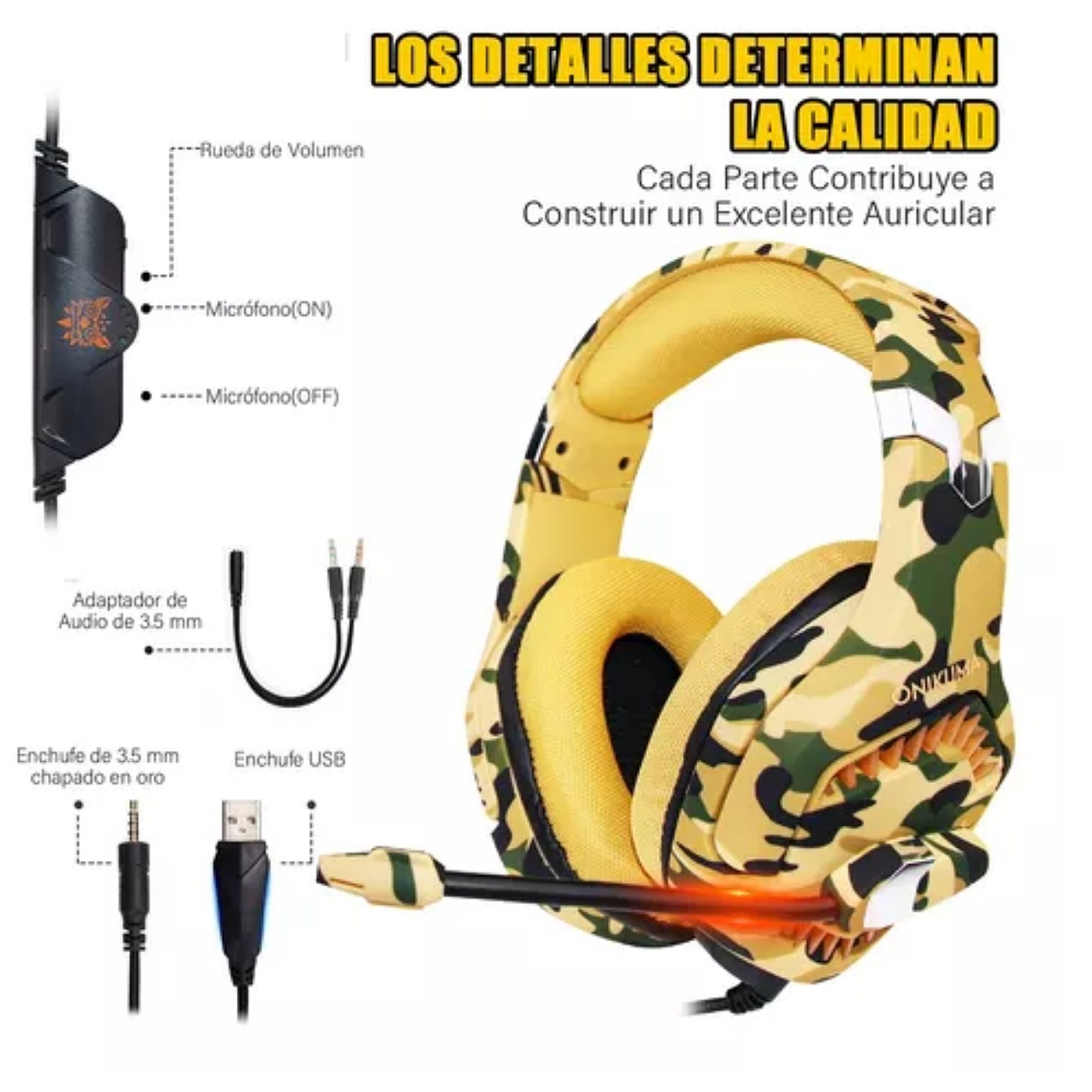 Audifonos Gamer Onikuma K18 Pro Con Luz Rgb Led Y Microfono