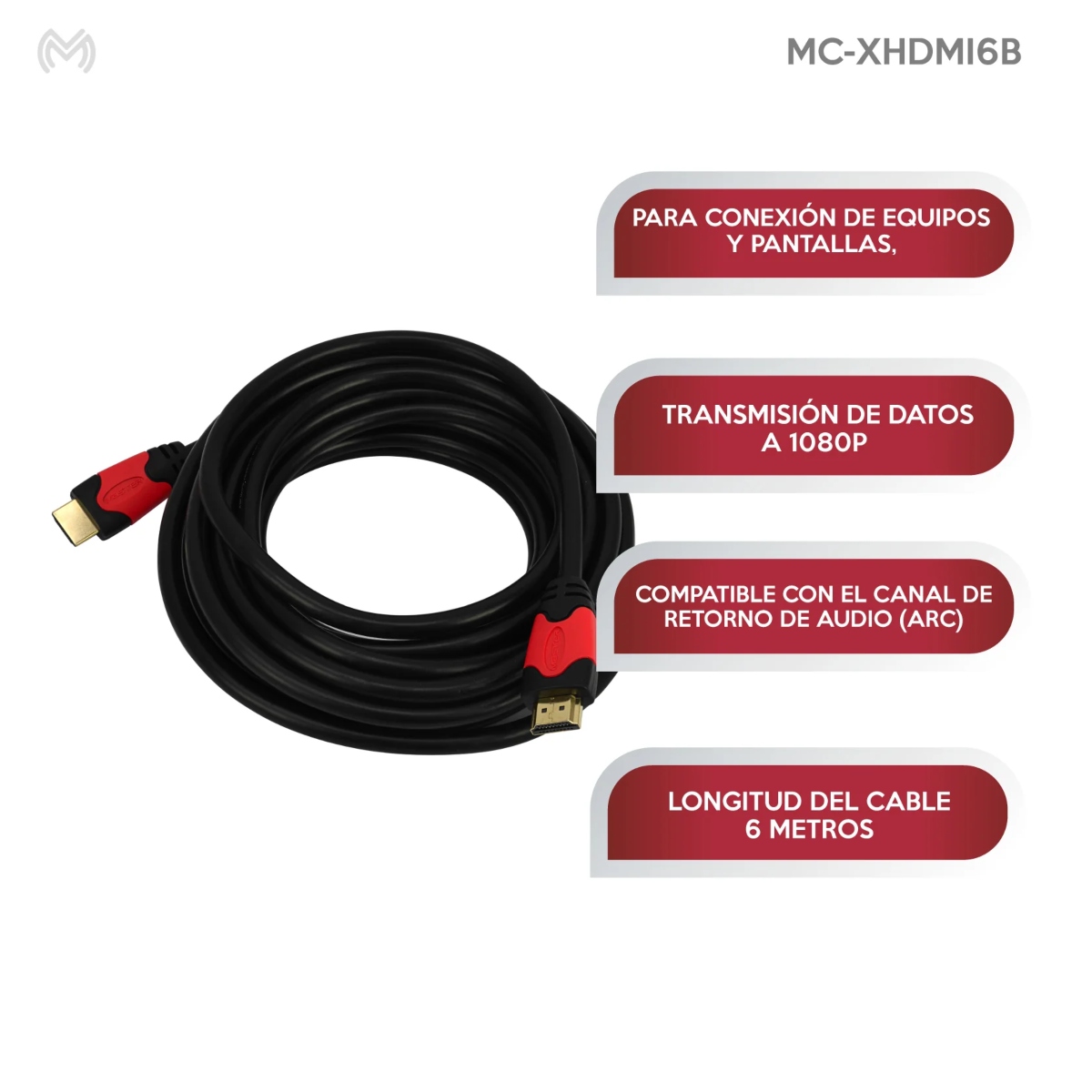 Cable HDMI Master MC-XHDMI6B 6M Alta Definición ALBY1