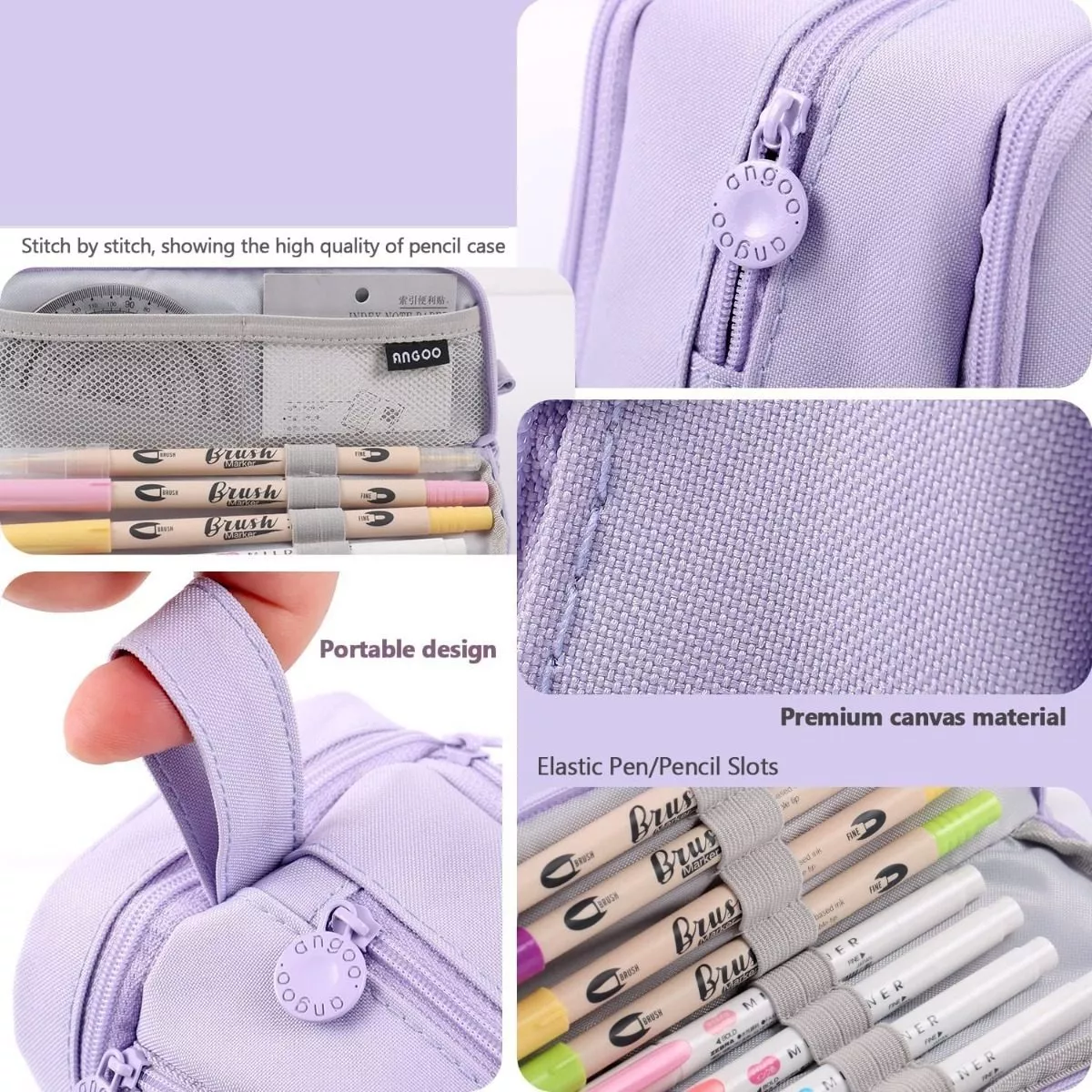 Estuche Para Lápices De Gran Capacidad Con 4 Compartimentos