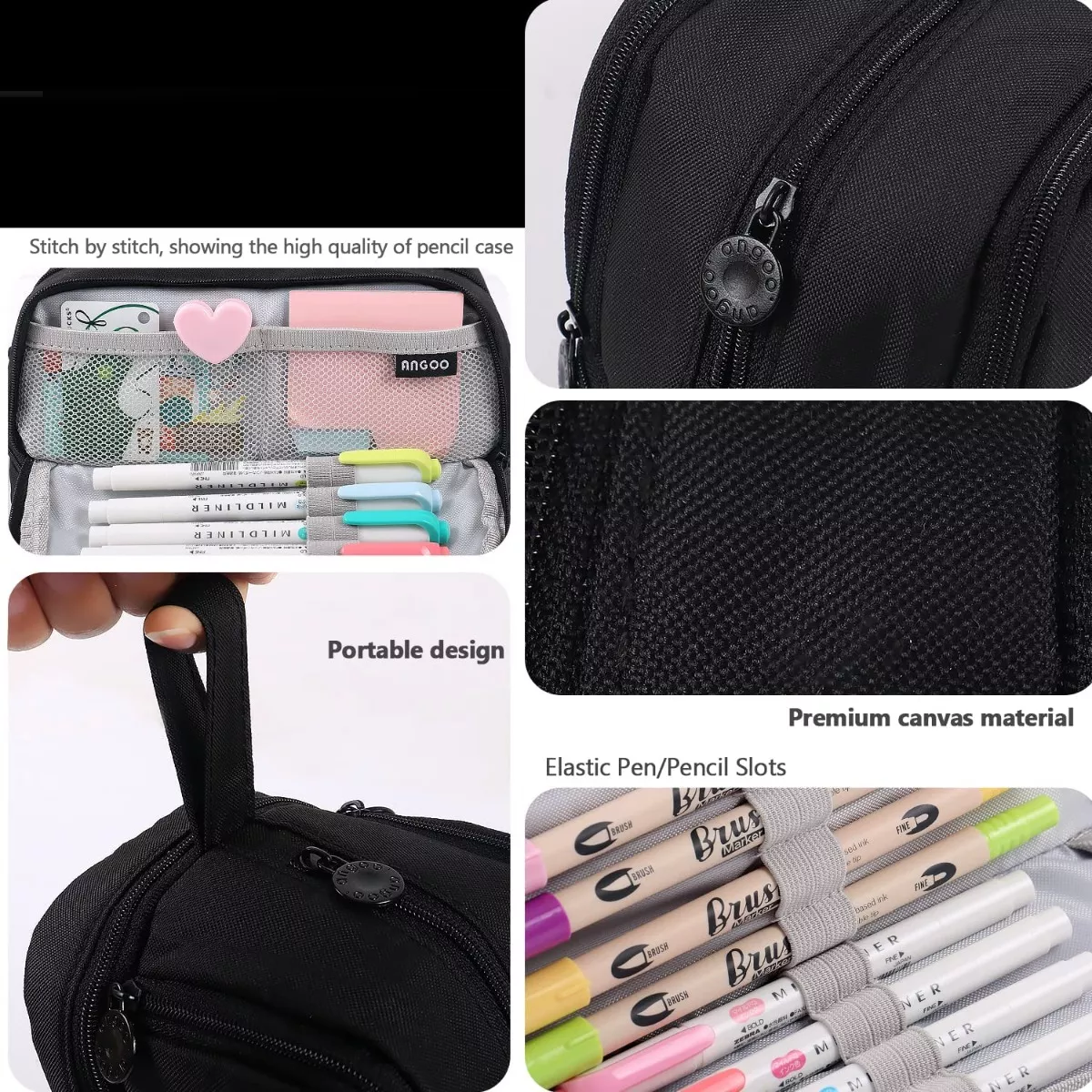 Estuche Para Lápices De Gran Capacidad Con 4 Compartimentos