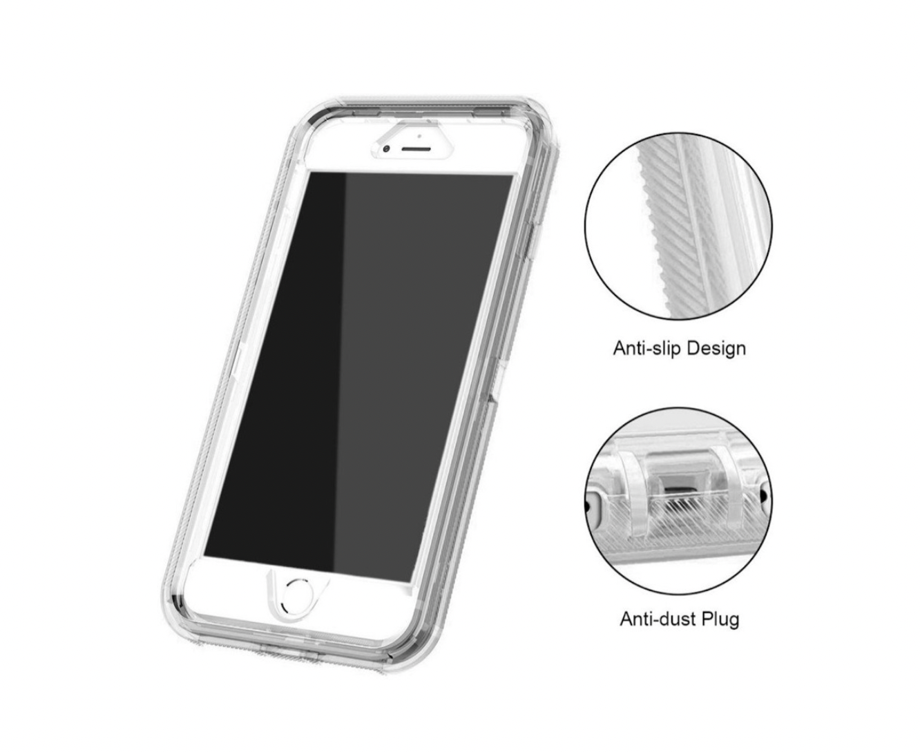 Funda Protector Tipo OtterBox Transparente para iPhone 7/8 Plus más Mica de Cristal Templado Gratis.