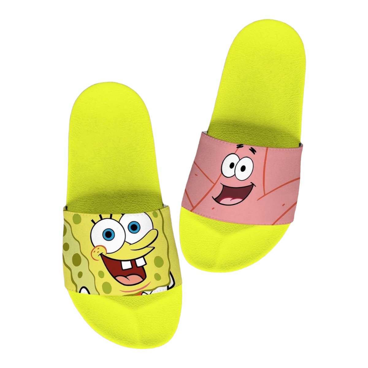 SANDALIAS CASUALES TIPO SLIDE UNISEX DISEÑO BOB ESPONJA, PATRICIO, ARENITA.