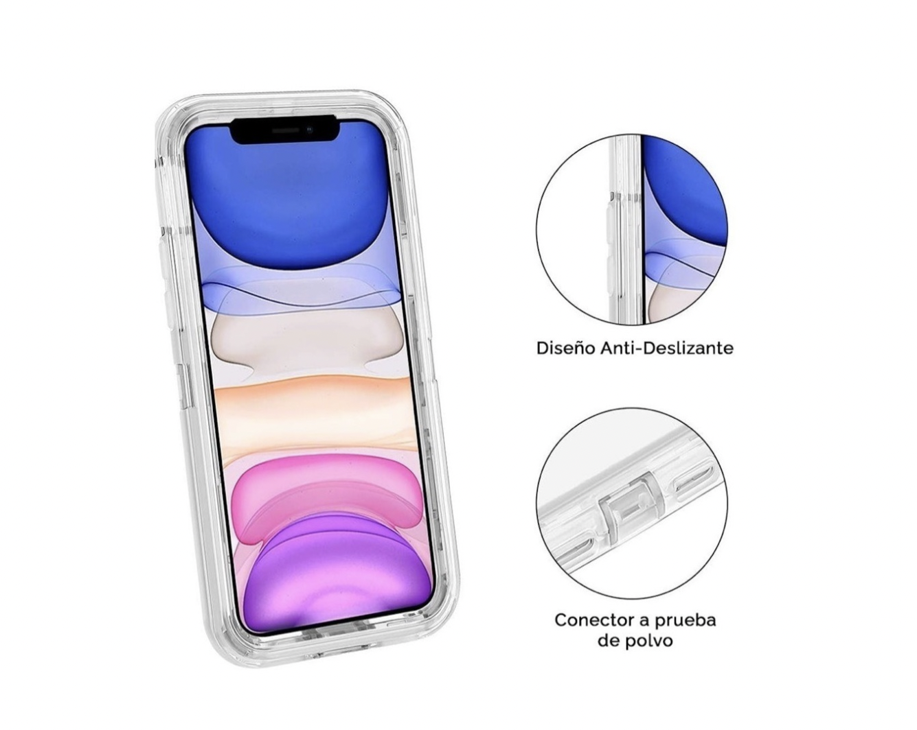 Funda Protector Tipo OtterBox Transparente para iPhone 12 Prox Max más Mica de Cristal Templado Gratis.