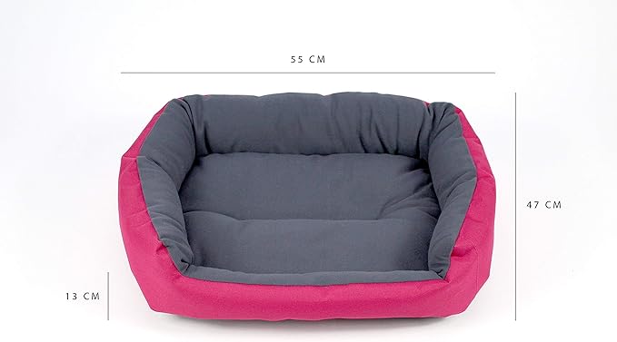 PETS APPAREL HILLS Cama para Perro, Resistente, Confortable, con Relleno Suave, Medidas y Color a Elegir (Small, Fucsia/Gris).