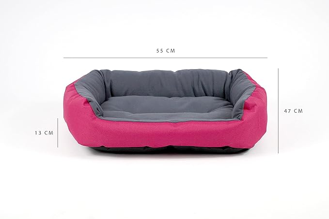 PETS APPAREL HILLS Cama para Perro, Resistente, Confortable, con Relleno Suave, Medidas y Color a Elegir (Small, Fucsia/Gris).