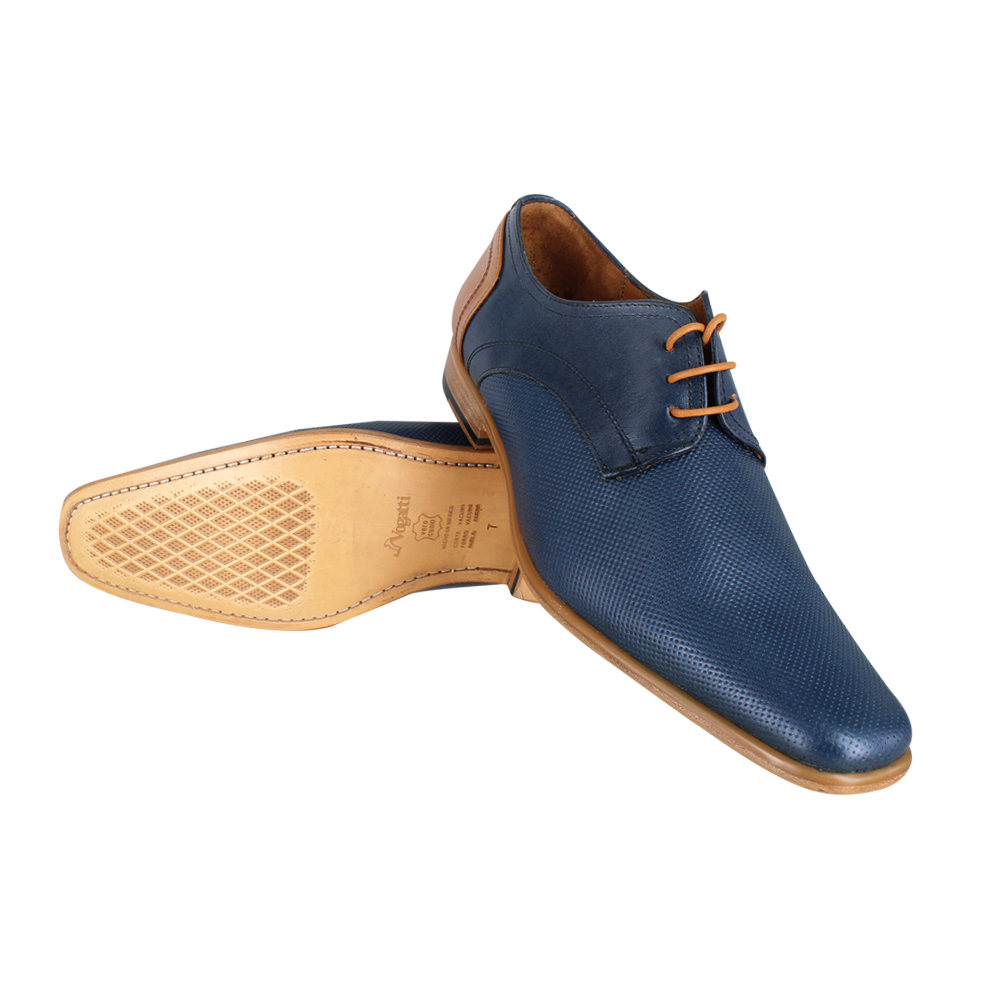 Zapato Formal Hombre Vogatti 1573-1 Ternera Azul Marino Miel Cuero Casual