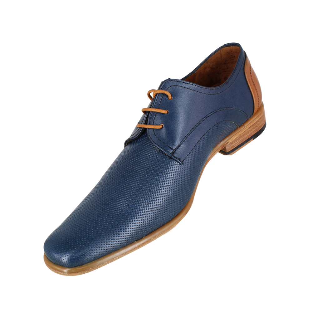 Zapato Formal Hombre Vogatti 1573-1 Ternera Azul Marino Miel Cuero Casual