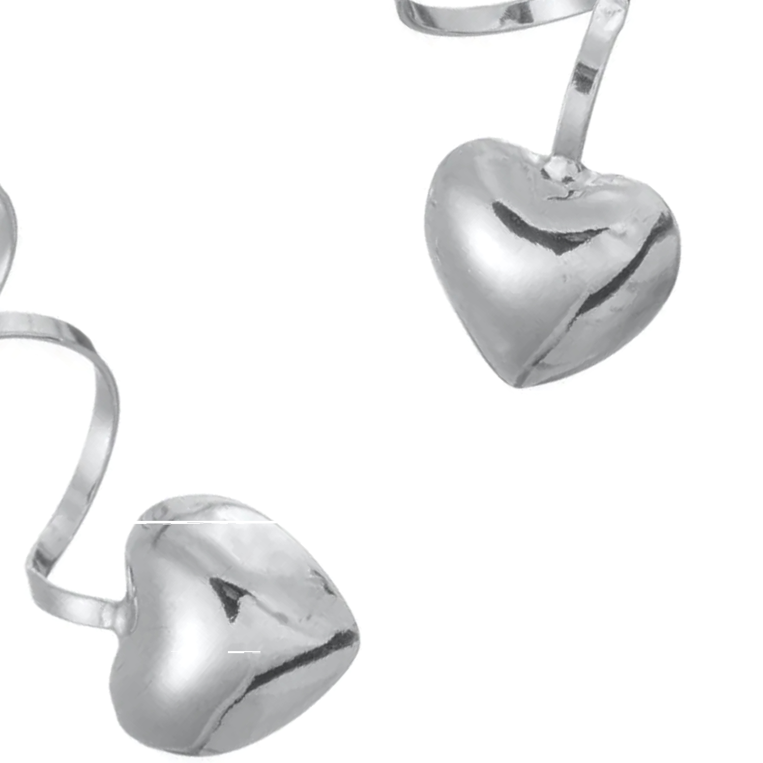 Aretes diseño resorte con corazón de plata elaborado totalmente en fina plata ley 925.