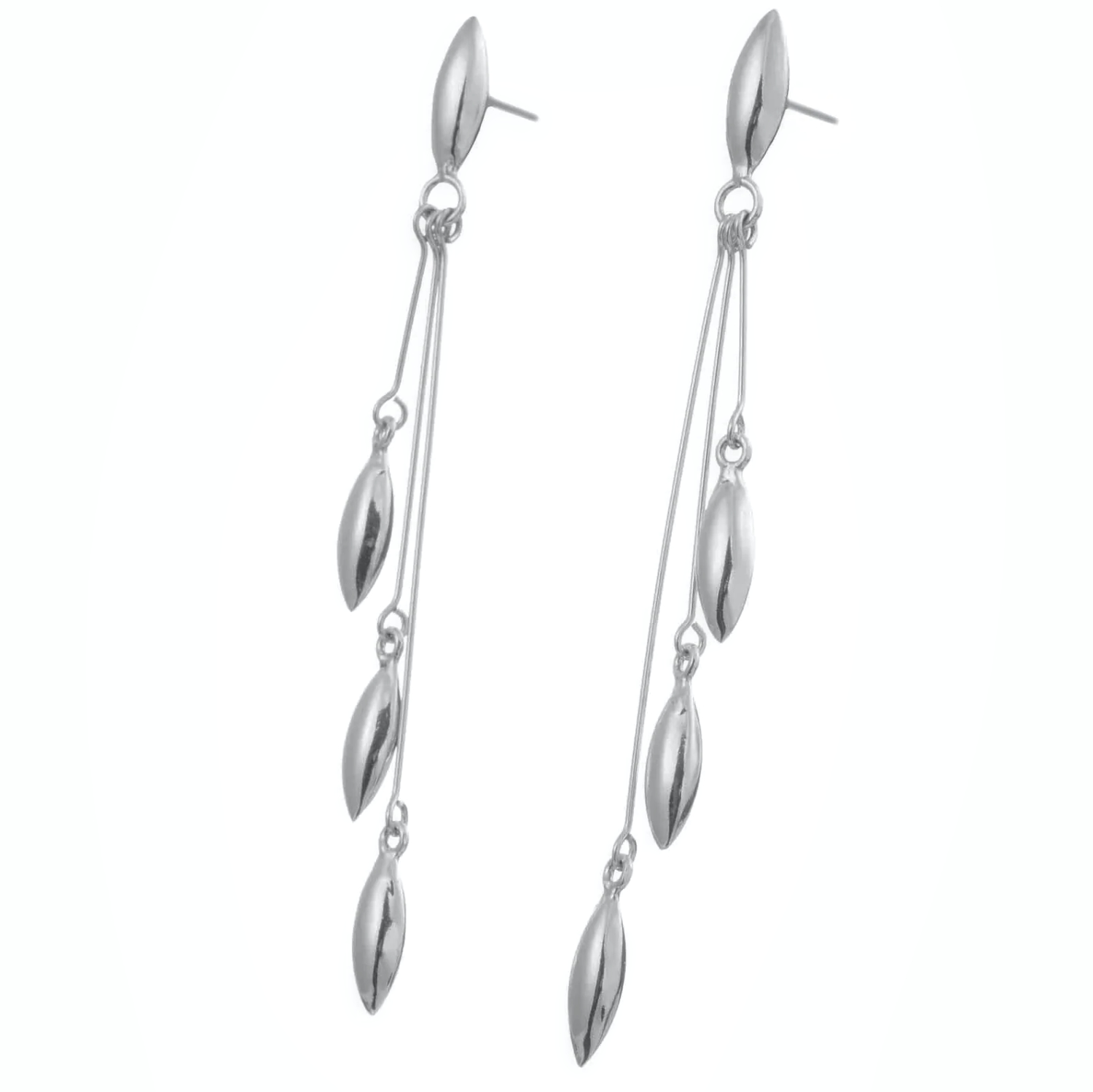 Aretes semillas colgantes de fina plata ley 925.