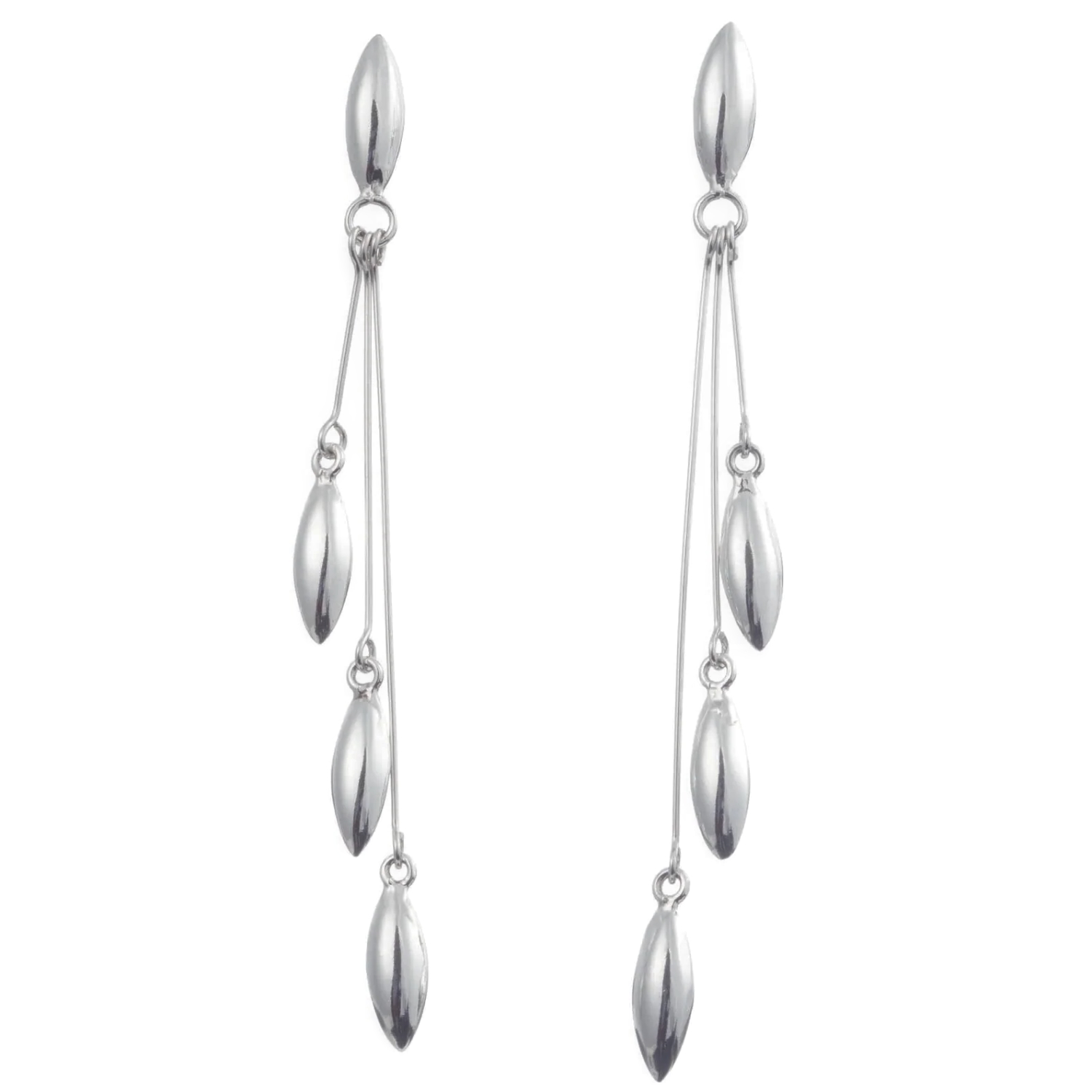 Aretes semillas colgantes de fina plata ley 925.