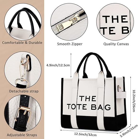 A The Tote Bag de piel grande para mujer, Bolsas Totes con cierre, bolsa tote bag mujer, bolsa cruzada de PU para viajes, oficina.