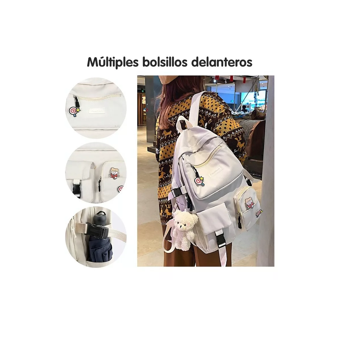 Mochila Escolar De Moda, Gran Capacidad, Multi-bolsillo, Mochila Impermeable