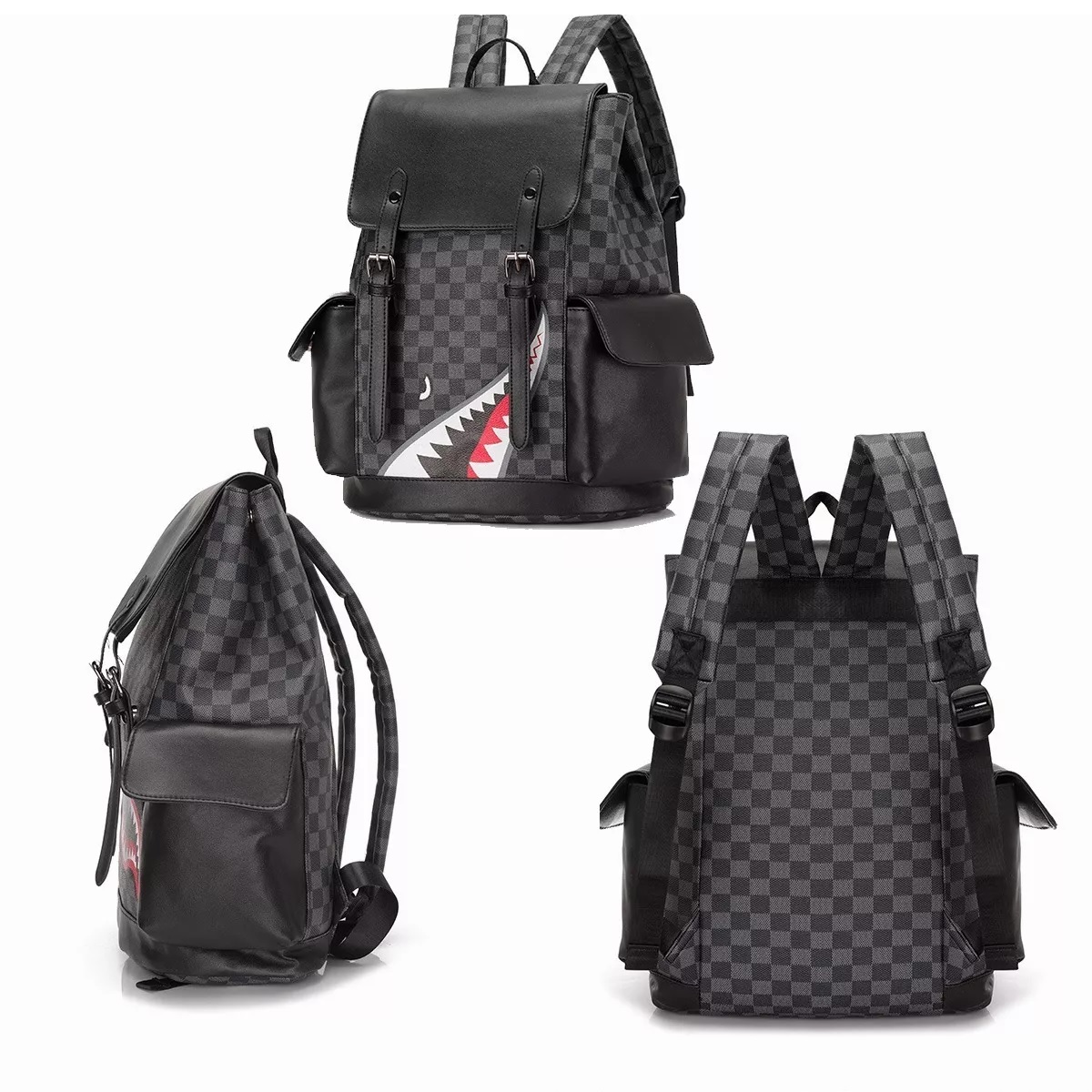 Mochila De Cuero Suave Juvenil Deportiva Tiburón