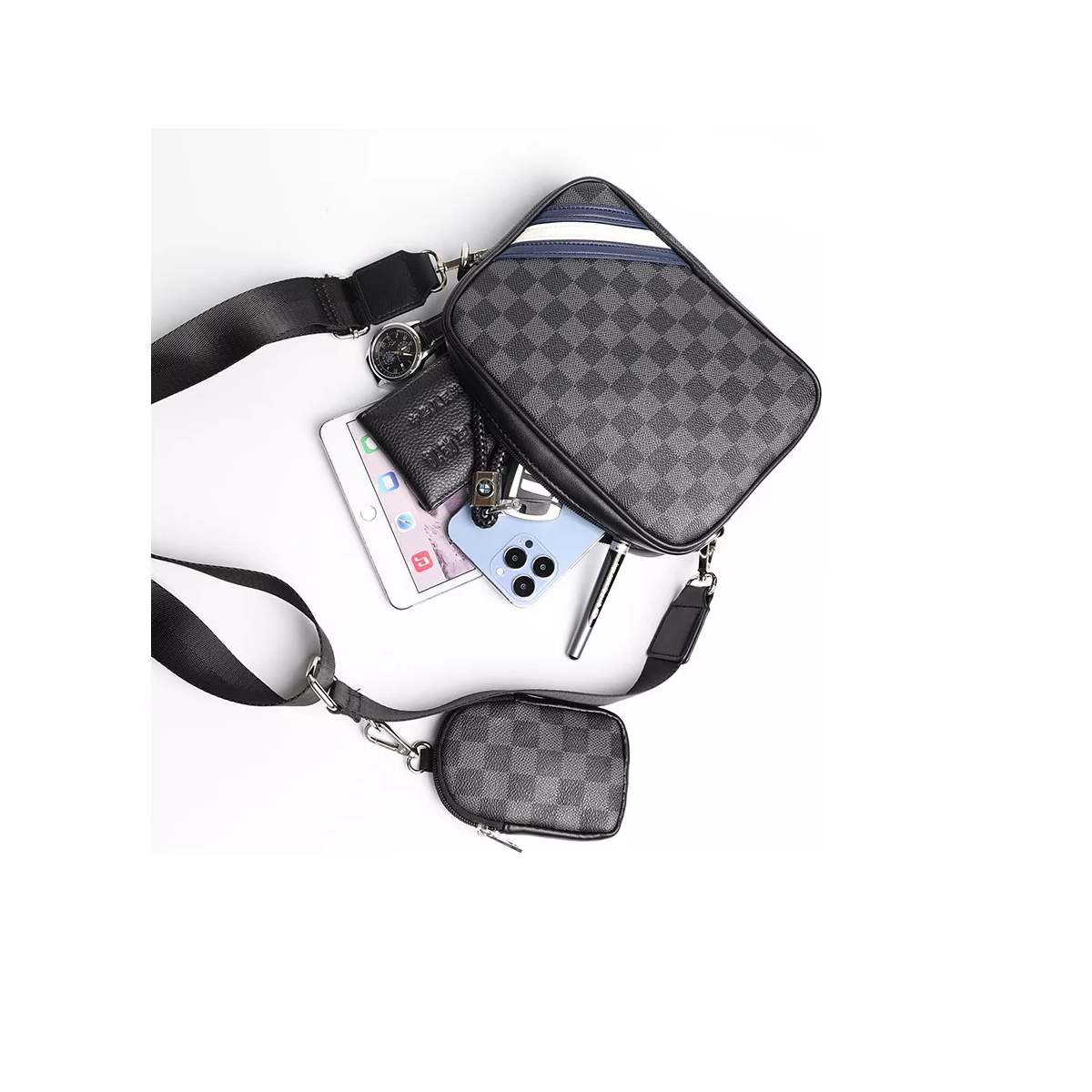Bandolera Crossbody Hombre Impermeable Multi Compartimentos